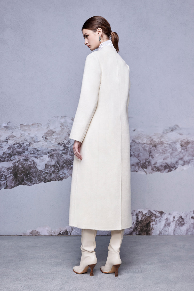 Birch Collarless Structured Knife Coat