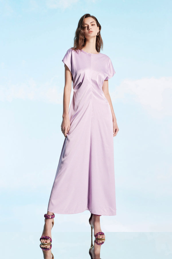 Lavender Open-Back Midi Dress