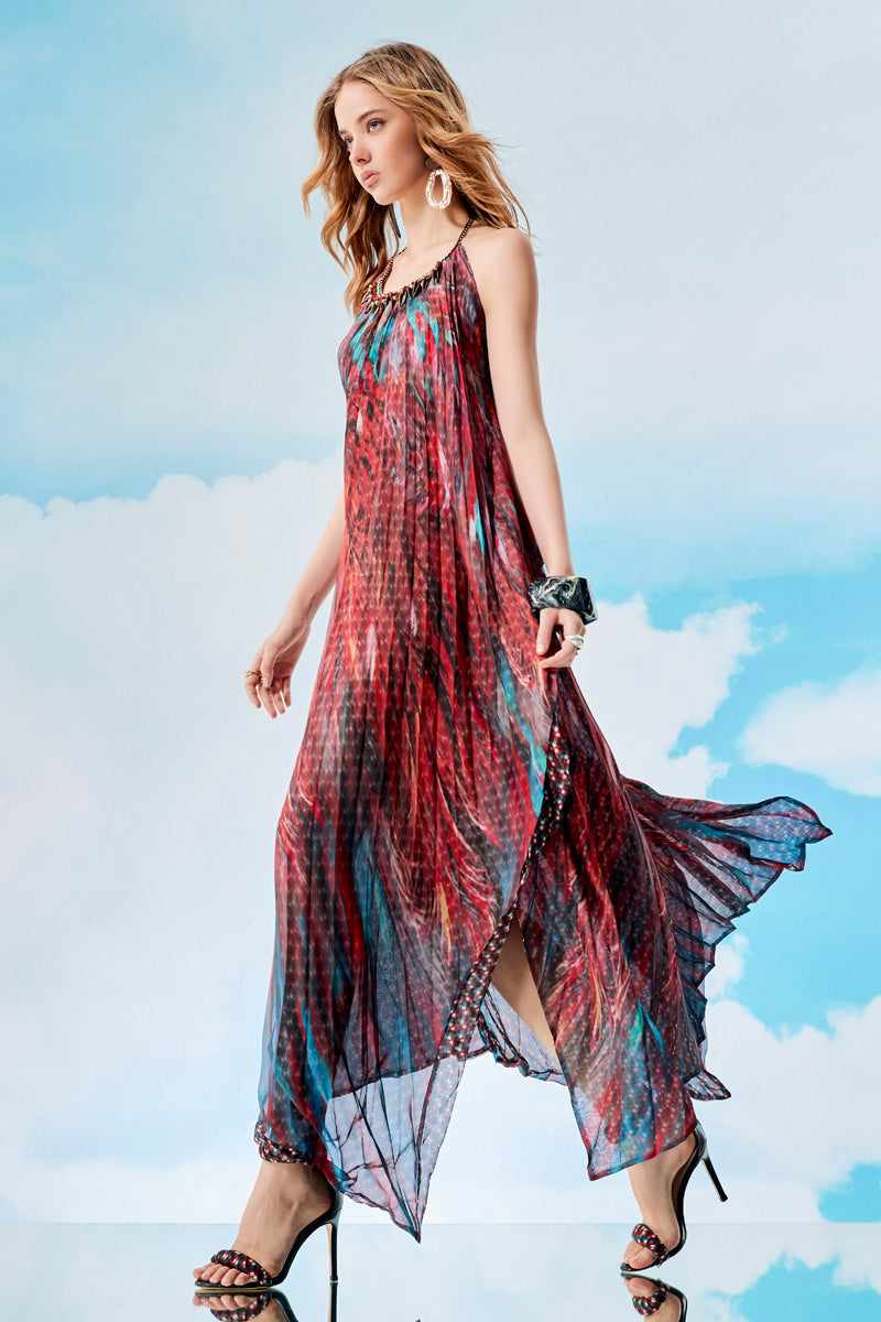 Rising Phoenix Halter Maxi Dress